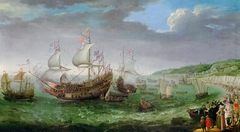 The embarkation of the Elector Palatinate Frederick V in the 'Prince Royal' at Dover by Adam Willaerts