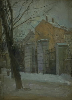 The Gate of Assistens Cemetry in Copenhagen. Winter by Albert Gottschalk