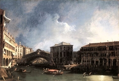 The Grand Canal near the Ponte di Rialto by Canaletto