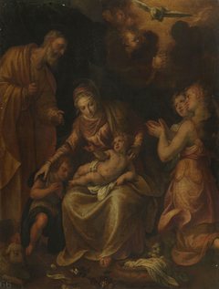 The Holy Family, Saint John, and Angels by Domenico Riccio