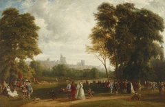 The Montem at Eton, with Windsor Castle beyond the River Thames by William Samuel Parrott