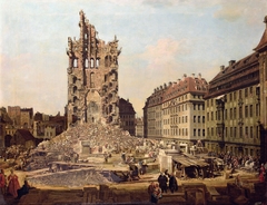 The Ruins of the old Kreuzkirche, Dresden by Bernardo Bellotto