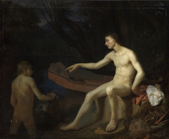 Two Men Bathing by Godfried Schalcken