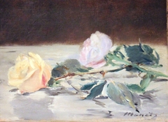 Two Roses on a Tablecloth by Edouard Manet