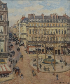 Morning sun in the rue Saint-Honoré. Place du Théâtre Francais by Camille Pissarro