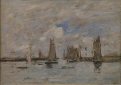 Entrée du port de Trouville à marée haute by Eugène Boudin