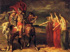 Macbeth and Banquo meeting the witches on the heath by Théodore Chassériau