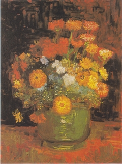 Vase of zinnias by Vincent van Gogh