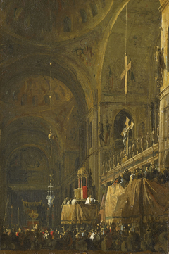 Venice: The Interior of San Marco by Night by Canaletto