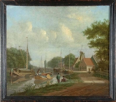 View of a canal with drawbridge by Dirk Piebes Sjollema