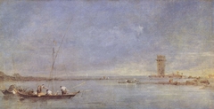 View of the Venetian Lagoon with the Tower of Malghera by Francesco Guardi