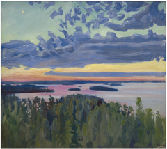 View Over a Lake at Sunset by Akseli Gallen-Kallela