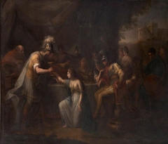 Vortigern, King of Britain, enamoured with Rowena at the Banquet of Hengist, the Saxon General by Angelica Kauffman