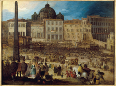 Vue de la place Saint-Pierre à Rome lors de l'élection du Pape Clément VIII en 1592 by Louis de Caullery