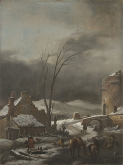 Winter Landscape with a Stone Bridge by Philips Wouwerman