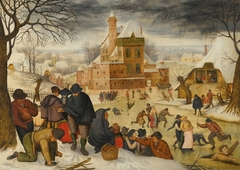 Winter landscape with ice skaters by Pieter Breughel the Younger