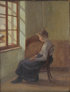 Woman Reading at the Window by Eduard Putra