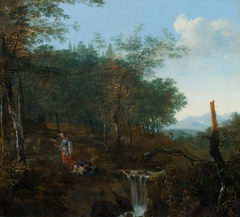 Wooded Landscape with Waterfall by Adam Pynacker