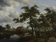 Wooded Landscape with Watermill by Meindert Hobbema