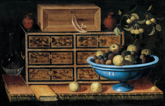 Writing Desk with a small Chest and a Fruit Bowl by Pedro de Camprobin