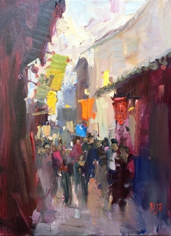 Cat. No. 1216  Xinchang Flags, Old Town Shanghai by Barry John Raybould