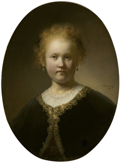 Young Girl in a Gold-Trimmed Cloak by Rembrandt