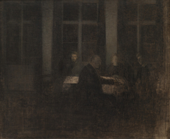 Aften i stuen by Vilhelm Hammershøi