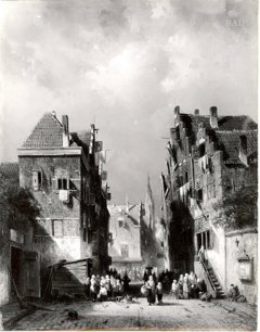 Alte Straße in einer holländischen Stadt by Charles Leickert