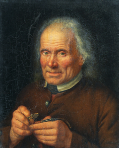 Alter Bauer, sein Pfeifchen stopfend by Johann Baptist Hoechle