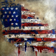 America - Original Abstract Flag painting American Veterans Canvas Pop Art by Fidostudio by Tom Fedro