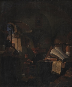 An Alchemist in his Laboratory by Thomas Wijck