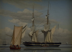 An American Naval Brig Lying at Anchor while Her Sails Are Drying by Christoffer Wilhelm Eckersberg