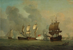 An English privateer engaging a French privateer by Samuel Scott