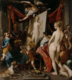 Apelles malt Kampaspe by Joos van Winghe