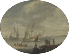 Armed Merchantmen off the Dutch Coast Preparing to Set Sail by Anonymous