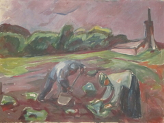 At Work by the Greenhouse by Edvard Munch