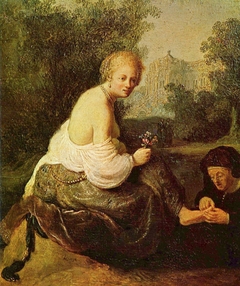 Bathsheba at her toilet, seen by King David by Rembrandt