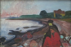 Beach with two Seated Women by Edvard Munch