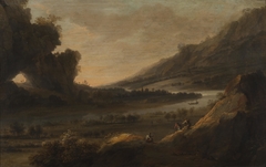 Berglandschap met rivier by Herman Saftleven