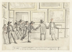 Bezoekers op de Kunsttentoonstelling te Amsterdam in 1808 by Christiaan Andriessen