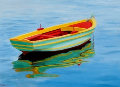 "Boat", 2013, oil on wood, 20x28 cm by Thanos Stokas