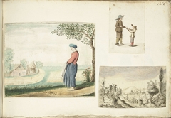 Boerenvrouw, jongens met appels en een heuvelachtig landschap by Gesina ter Borch