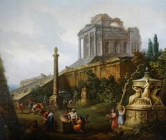 Capriccio with a Pagan Temple and a Sacrifice by Antonio Zucchi