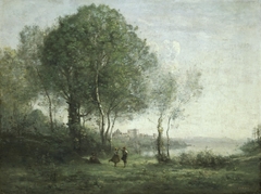 Castel Gandolfo, Dancing Tyrolean Shepherds by Lake Albano by Jean-Baptiste-Camille Corot