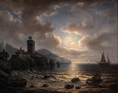 Coast at Night with Lighthouses by Albert de Marees