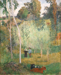 Conversation in the fields. Pont-Aven by Paul Gauguin