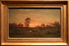 Coucher de soleil à Barbizon by Théodore Rousseau