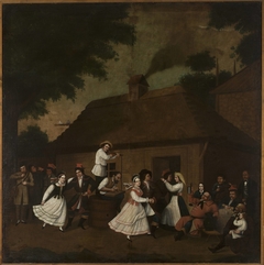 Dancing in front of the village inn by Michał Stachowicz