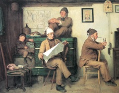 Die Bauern und die Zeitung by Albert Anker