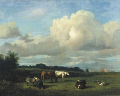 Dutch landscape with cattle by Wouter Johannes van Troostwijk